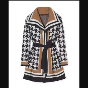 WHBM Houndstooth Stripe Sweater Coat